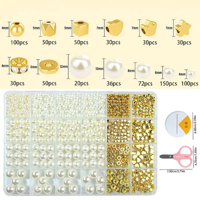 Golden Spacer Beads For Bracelets Making Kit Assorted DIY Pearl Beads Acrylic Alphabet CCB Beads Kit For Jewelry Making Supplies Qme