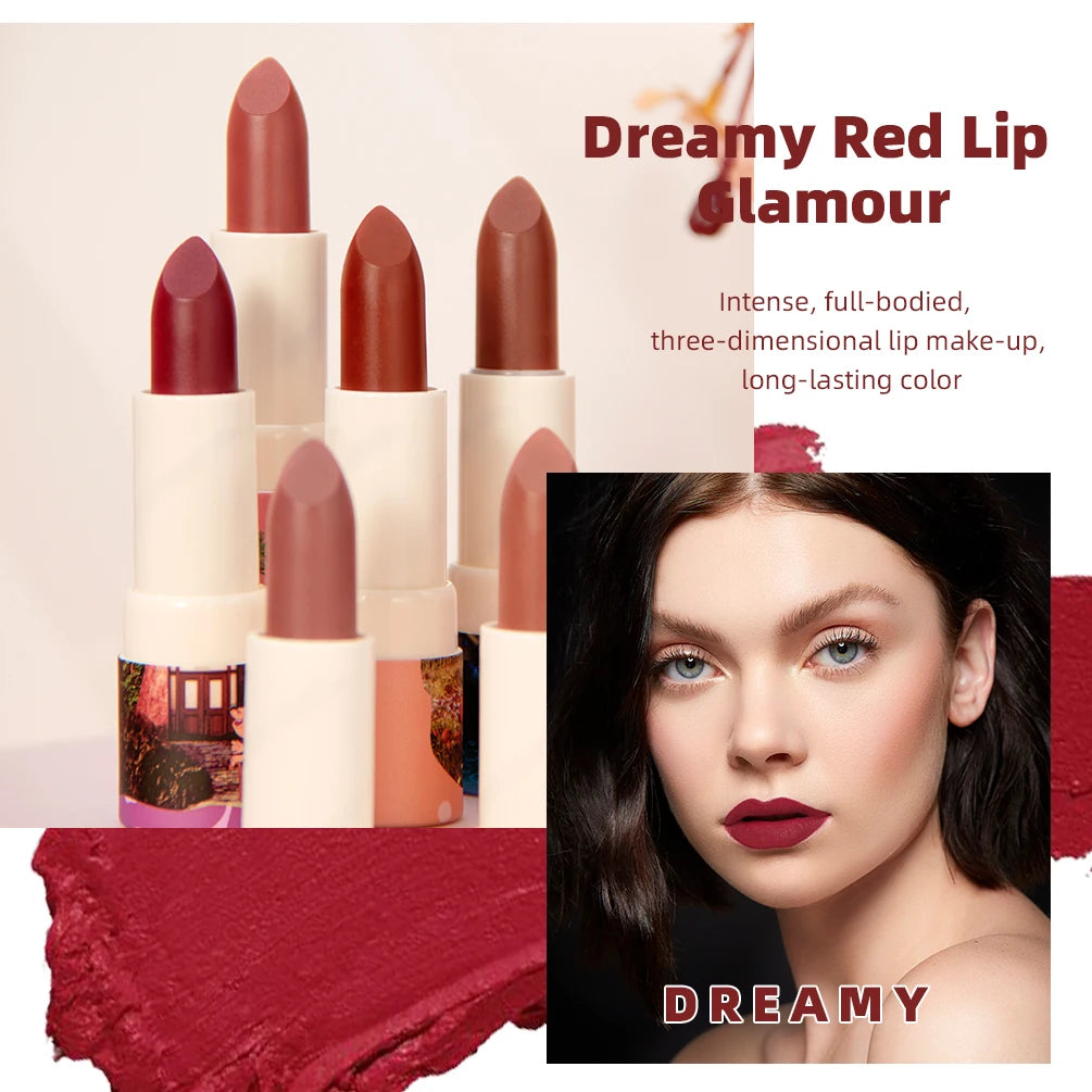 Matte Lipstick Long Lasting Waterproof Lip Stick Smudge-free Classic Highly Pigmented Velvet Red Lip Tint Makeup Lip Stain Qme