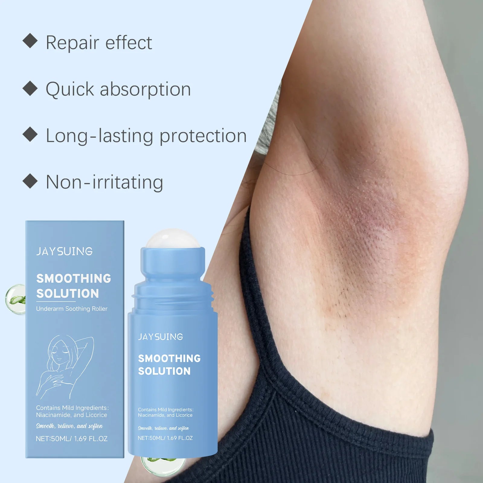 Underarm After Shave Soothing Roller Moisturizing Relieve Armpit Skin Pain Discomfort Reduce Redness Improve Dullness Quick-Dry Qme