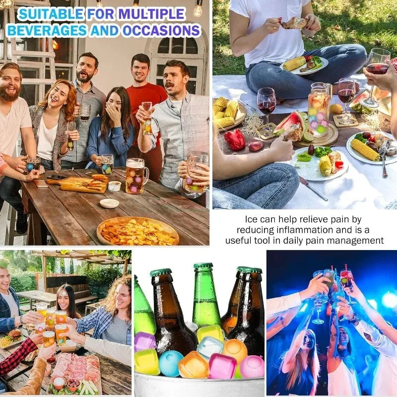 Reusable Ice Cubes for Drinks Multi Color Plastic Drink Chillers Freezer Cubes for Cocktails Whiskey Soda Juice Qme
