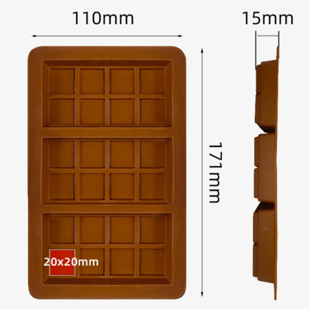 3-in-1 Silicone Chocolate Bar Mold Dubai Luxury Candy Break Apart Qme 24Hole