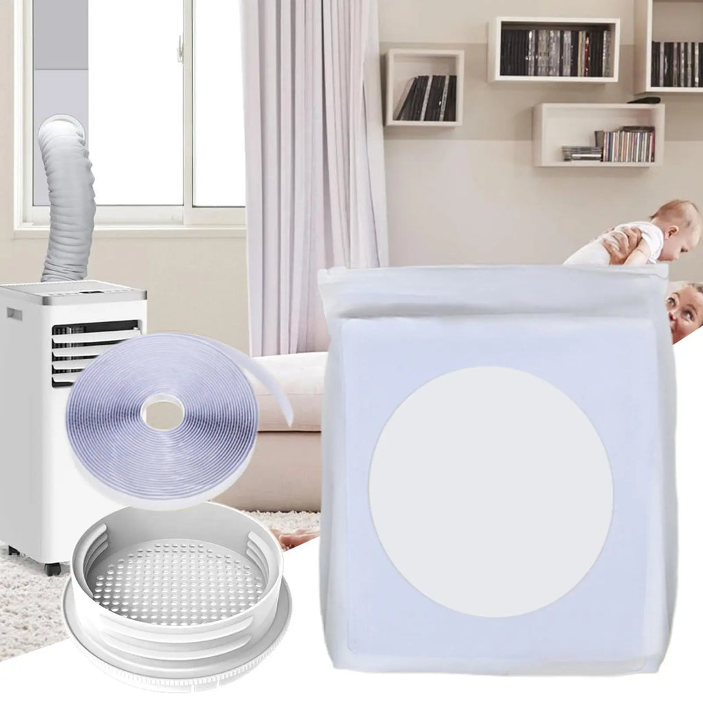Portable AC Vent Kit Adjustable No Drill Plate Portable AC Unit Window Kit For Exhaust Hose Sliding Door Home Kitchen Bedroom Qme
