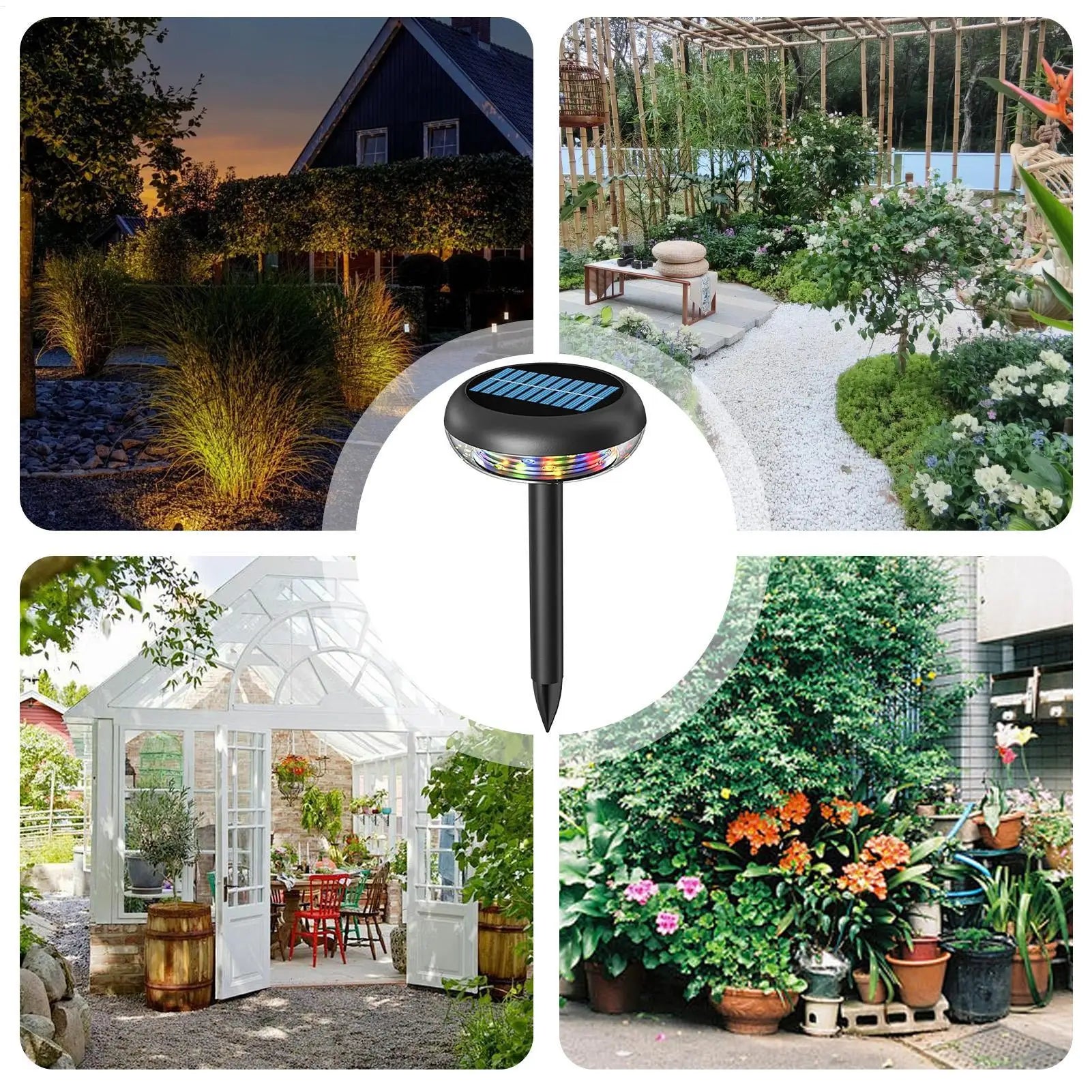 Solar Lights Outdoor Rechargeable 3 Modes Detachable Stake Changing Qme