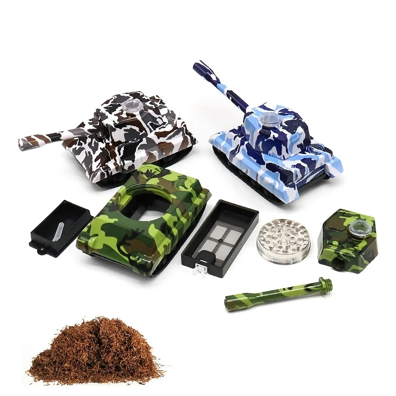 Creative Tank Tobacco Grinder with Pipe Tobacco Shredder Metal Grinder Herb Grinde rPortable Easy-Clean Smoking Pipe Accessories Qme