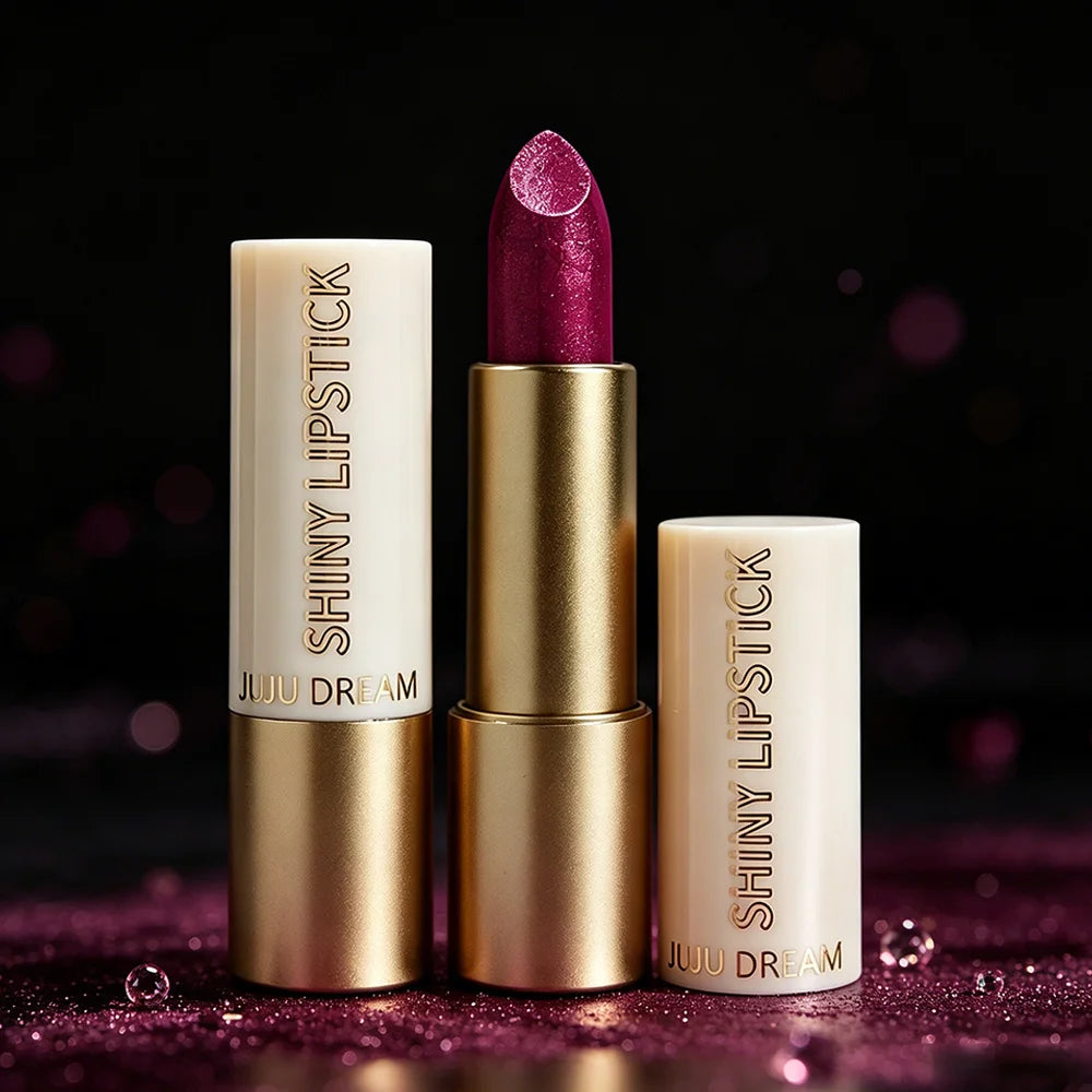 JUJU DREAM Matte Gold Tube Glitter Lipstick Metallic Shine Hydrating Qme