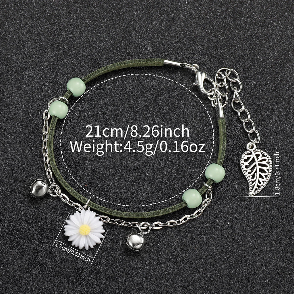 Relógio de quartzo casual árabe feminino, pulseira de couro, conjunto de pulseiras, flor, moda, 2 peças Qme