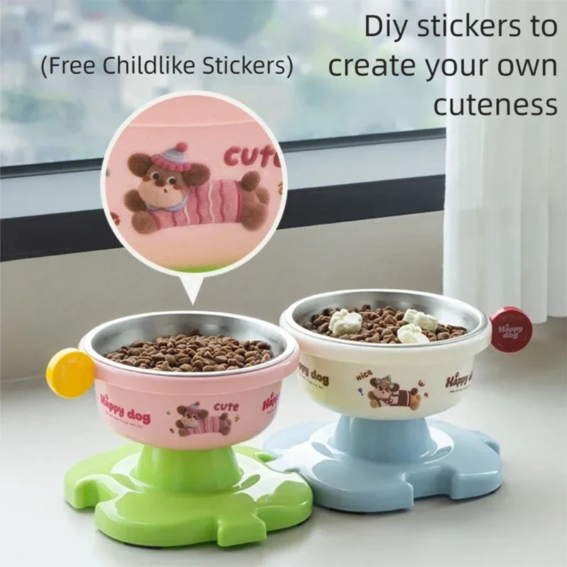 Pet Puzzle Bowl with Stainless Steel Bowl Detachable Splicing Base Anti-slip Stable Feeding Bowl for Cat Dog Qme