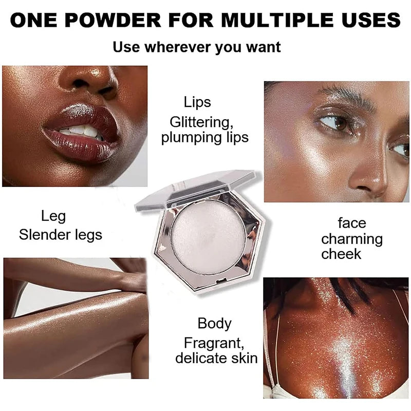 Highlighter Makeup Palette Glitter Face Body Cheek Diamond Shimmer Qme