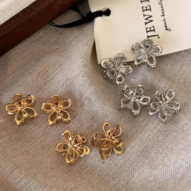 Mini Metal Hair Claw Clip Gold Silver Flower Butterfly Small Shark Qme