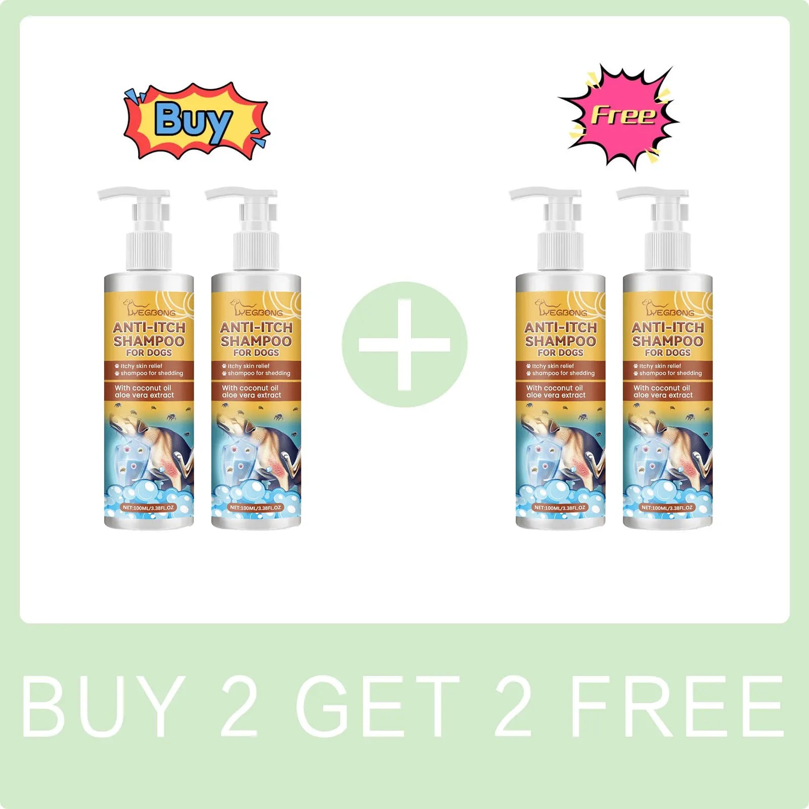 Dog Shampoo Conditioner Moisturizing for Sensitive Skin PH Balanced Anti Itching Flea Killer Dirt Mite Removal Pet Cleaning Foam Qme Buy 2 Get 2 Free