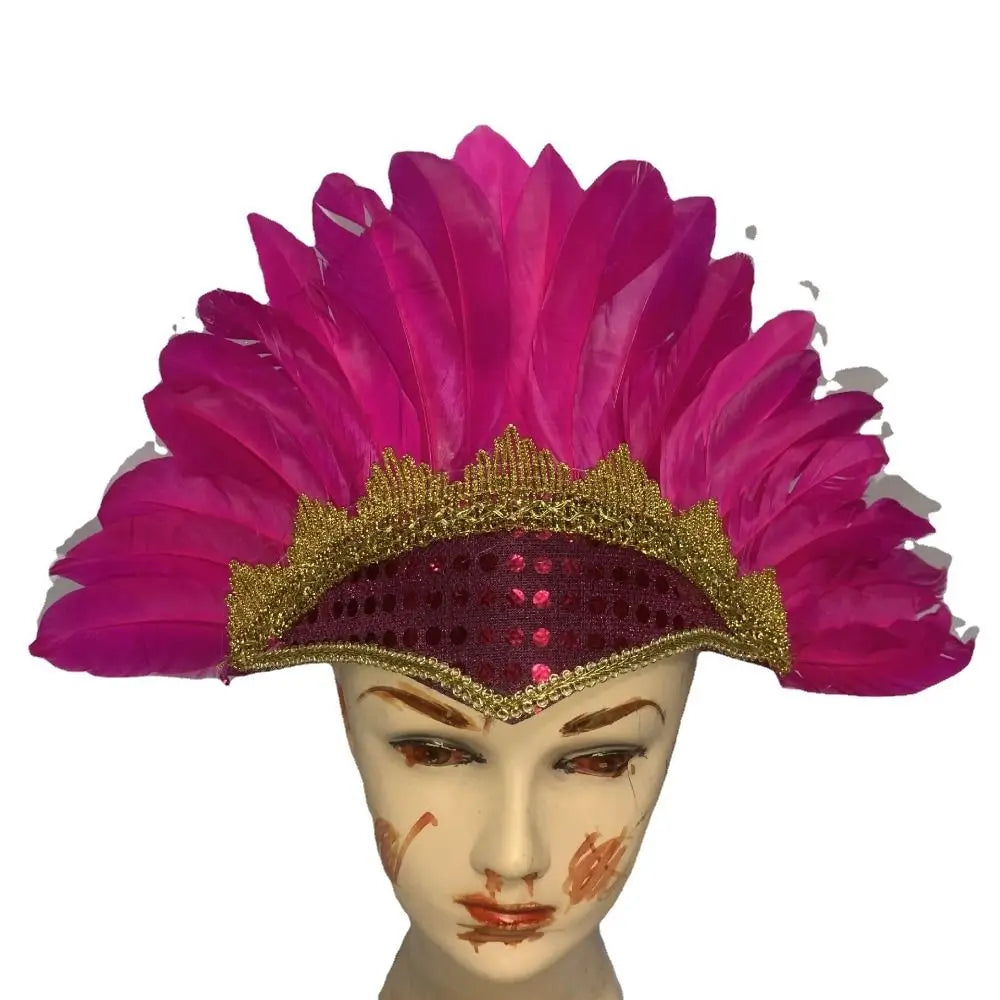 Fashion Adjustable Feather Headdress Head-mounted Colorful Chief Qme