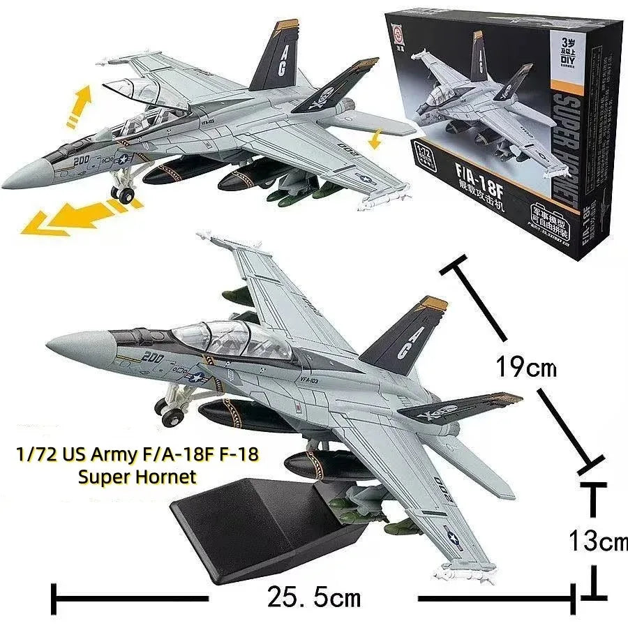 1:72 Scale Replica F18 F-18 VF103 Grumman Tomcat Super Hornet F/A-18F Pirate Flag Fighter US Navy Plane Military Model Toys Kids Qme