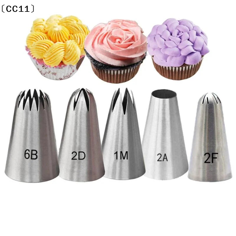 5-Piece Large Cake Decorating Piping Tips Durable Stainless Steel Qme