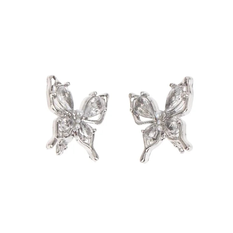 Ear Clip Earrings Butterfly Beaded Shining Decorations Earphone Easy Qme