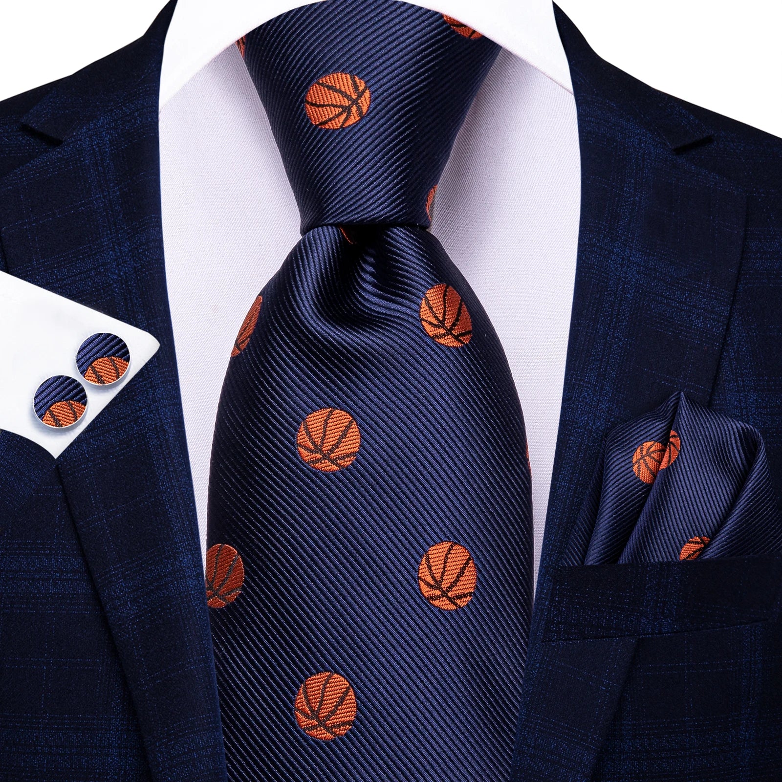 Hi-Tie Festival Xmas tie 8.5cm Men's Handkerchief Cufflinks Set Designer Halloween Cartoon Party Accessories Gift for Men Qme HT-N-0029