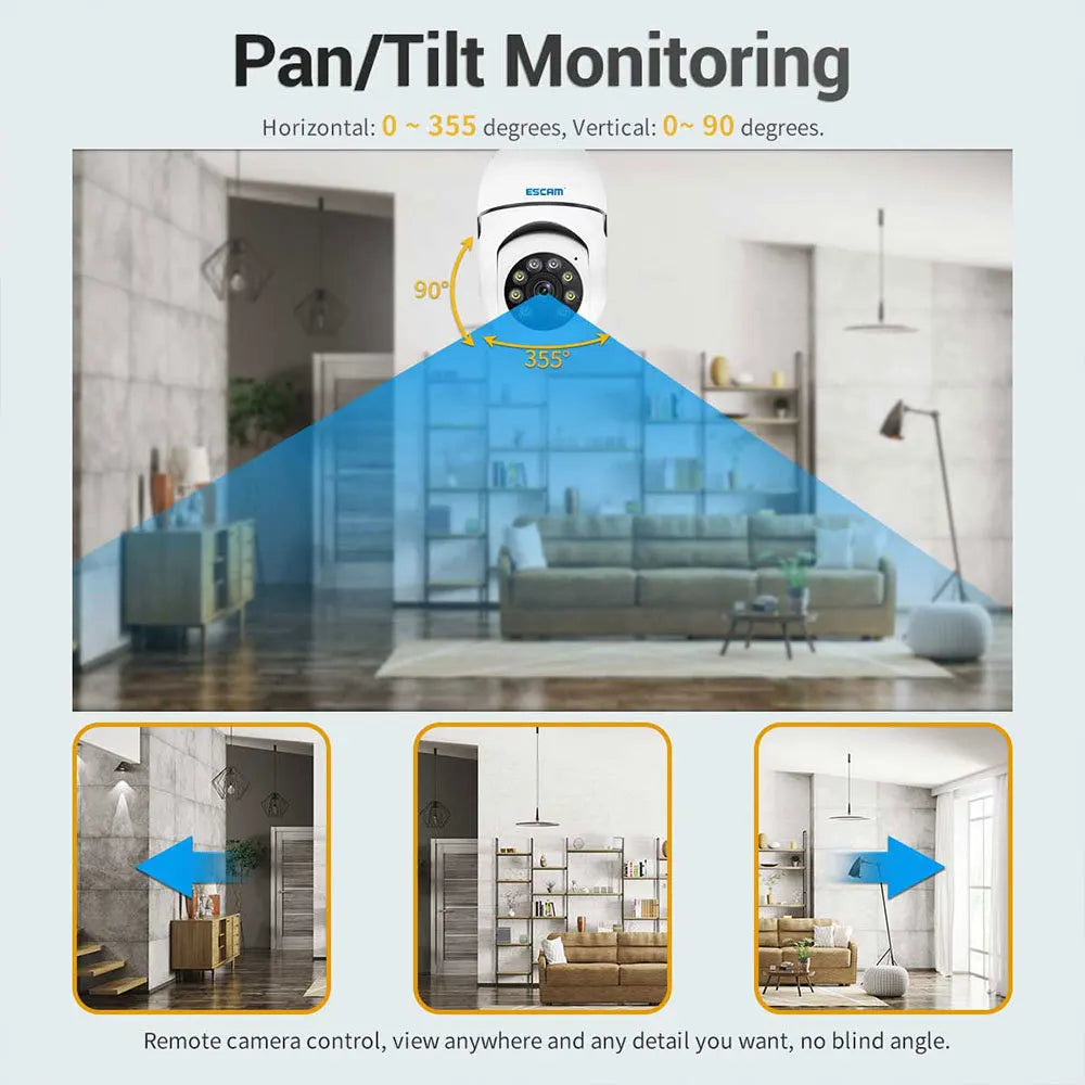 ESCAM PT208 Wireless 1080P Mobile Tracking WIFI Connection ONVIF Two-way Voice Intelligent Dual-light Source Night Vision Camera Qme