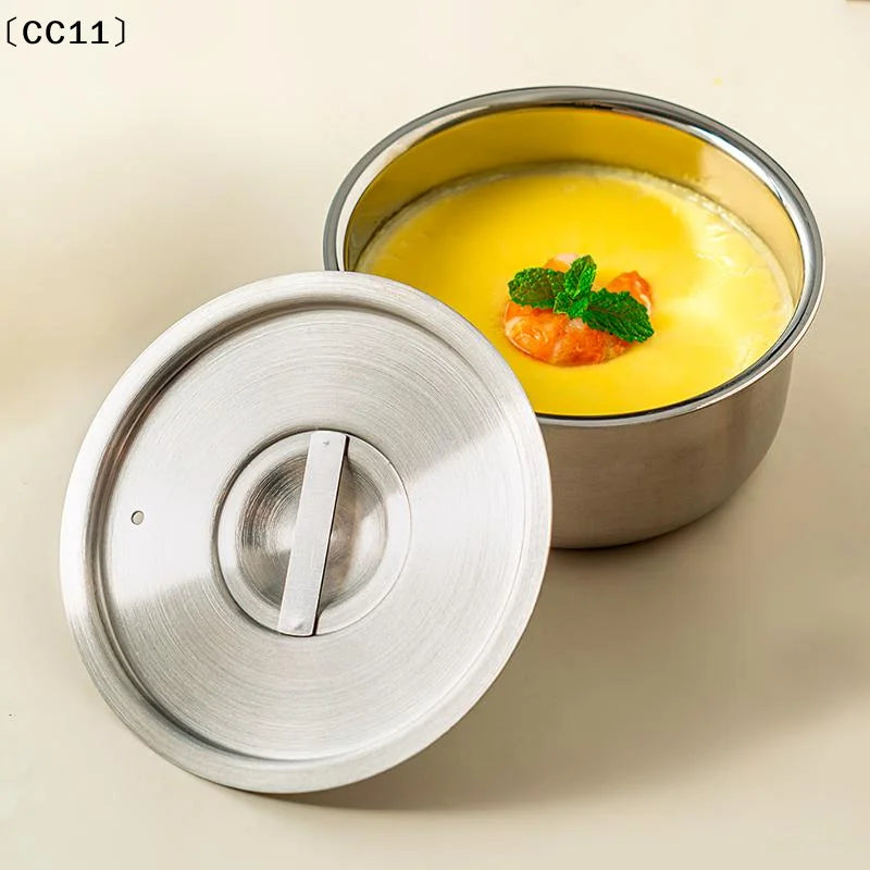 Stainless Steel Steamed Egg Bowl Ramen Rice Fruit Salad Stew Bowls Qme