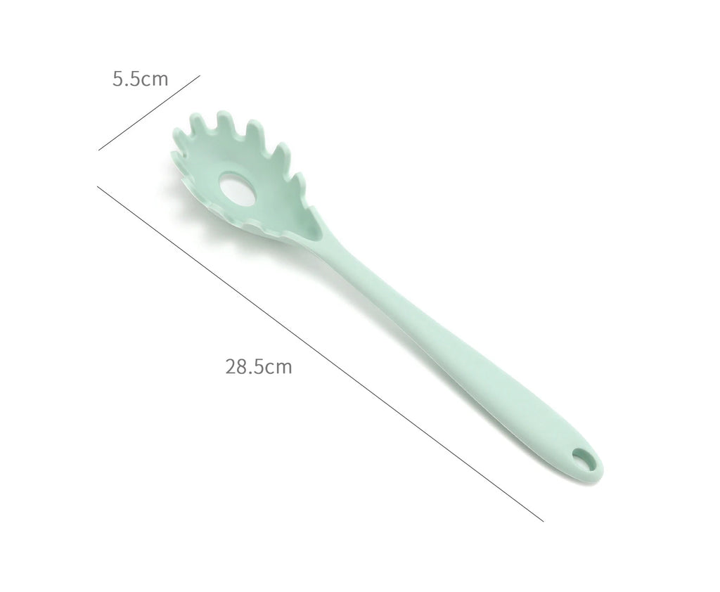 11.2 inch Pasta Fork Premium Silicone Spaghetti Strainer Heat Resistant Noodle Spoon Server Food Grade Kitchen Cooking Tools Qme