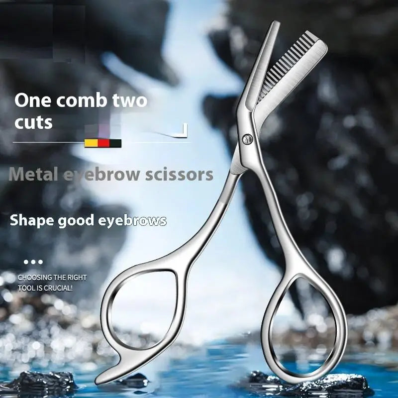 Professional Eyebrow Trimming Scissors Stainless Steel Combs Grooming Qme