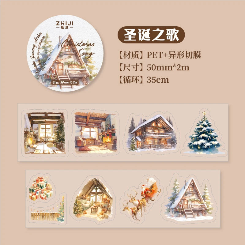 2M/Roll INS Landscaping PET Tape Washi Stickers Decorative Natural Scenery Tapes For Scrapbooking Magazine Aesthetic Stationery Qme D