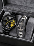 Fashionable casual temperament business watch simple and fashionable men's watch set Qme YELLOW No