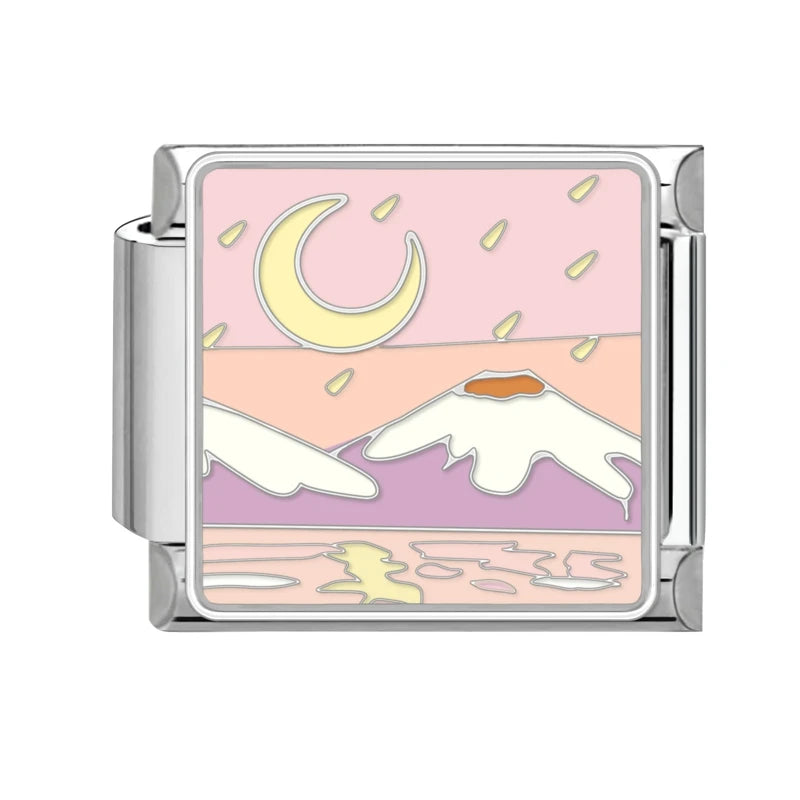 Y2K Colored Street View Flower Cute Cat Italian Charm Link Fit 9mm Stainless Steel Module Women Bracelet DIY Making Jewelry Gift Qme Style 30