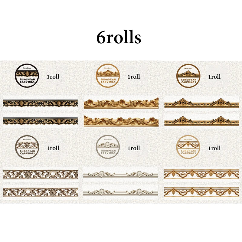 6 Rolls Royal Aesthetic Washi Tape, Versatile for Various Art Styles, Elegant Craft Supplies for Collage Artists Qme 6 Rolls