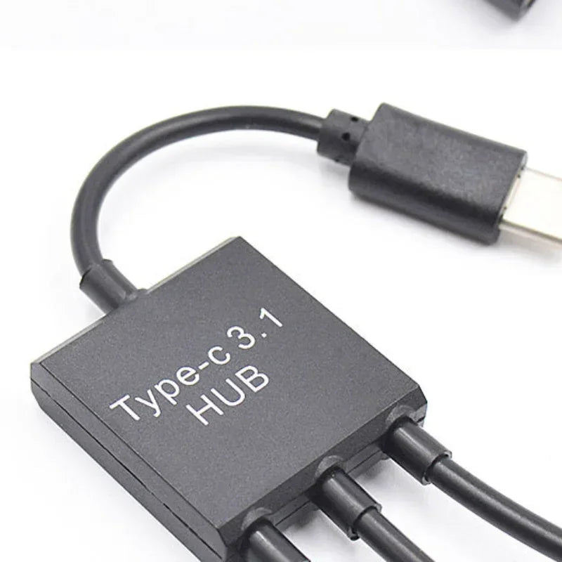 Newest 3 in 1 Micro USB Type C HUB Male to Female Double USB 2.0 Host OTG Adapter Cable For Smartphone Computer Tablet 3 Port Qme