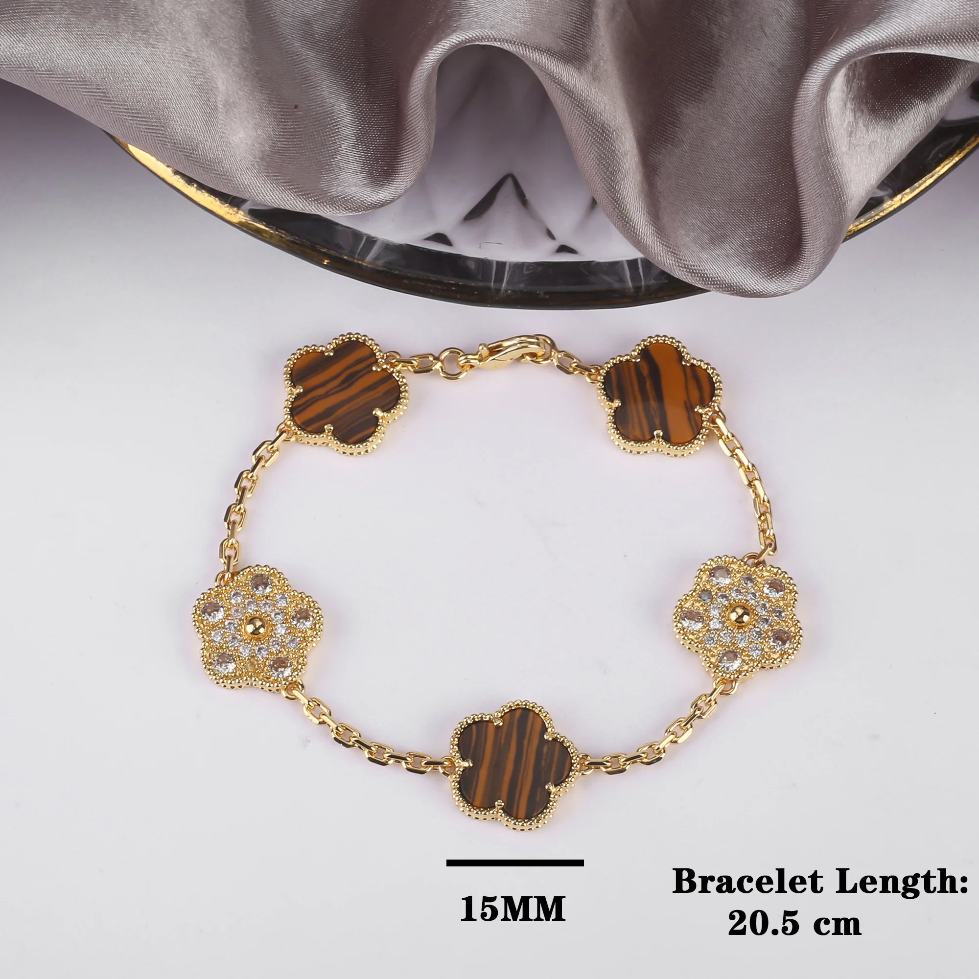 INS Selling Natural Stone Five Leaf Flower Bracelet Necklace Jewelry