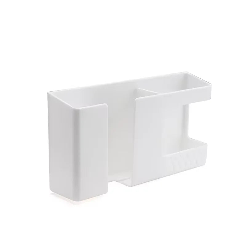 1PC Wall-Mounted Non-Punching Remote Control Storage Box Rack TV Air Conditioning Mobile Phone Charging Rac Qme 1pc White