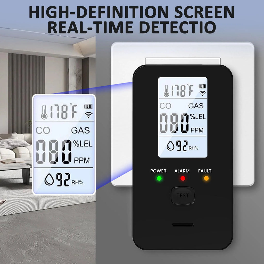Combination Natural Gas Detector & Carbon Monoxide Detector, 4-in-1 Carbon Monoxide Alarm,Propane,Methane for Home,RV,Apartment Qme