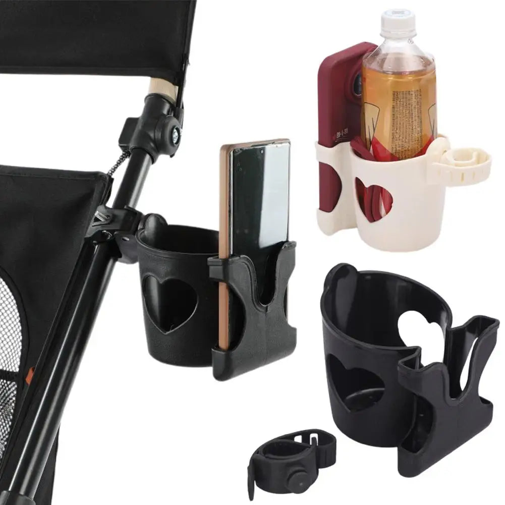 Stroller Cup Holder Phone Water Bottle 2-in-1 Milk Pram Wheelchair Qme