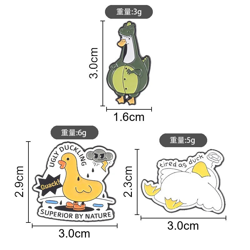 Cartoon Cute Funny Duck Metal Enamel Badge Lovely Little Animal Lapel Pin Brooch Decor for Jeans Coat Hat Bag Collectible Gift Qme