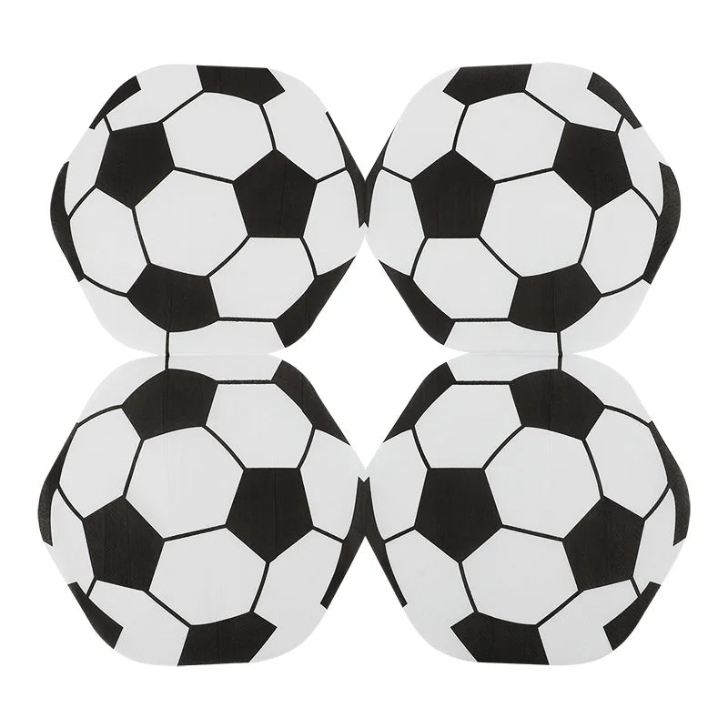 20Pcs Football Shaped Napkin Soccer Party Disposable Tableware For Kids Boys Sports Birthday Party Table Decoration Supplies Qme