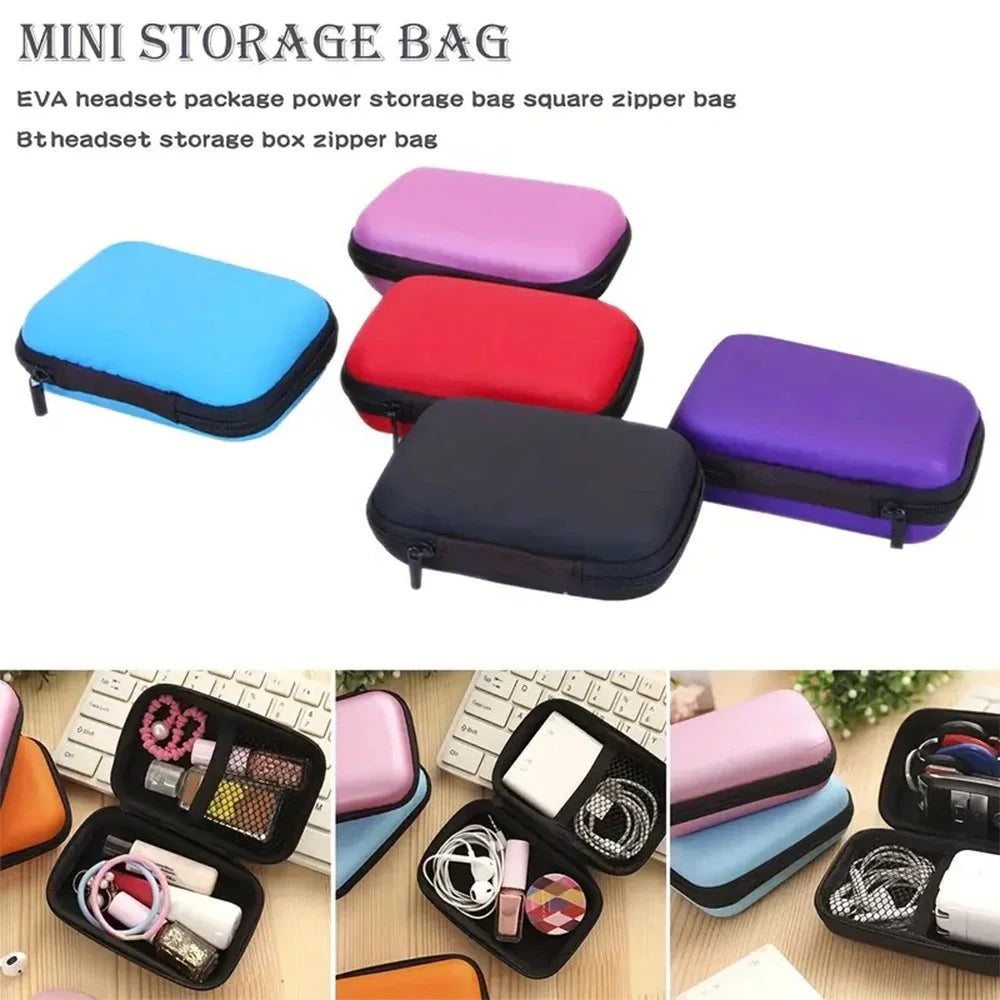 Headphone Storage Bag Mobile Phone Charger Data Cable Protection Bag Data Cable Usb Flash Drive Travel Portable Eva Zipper Bag Qme