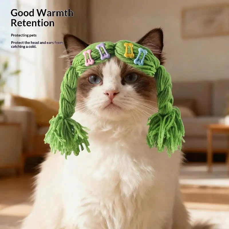 Dress Up Cat Dog Headgear Decoration Accessories Pet Supplies Wig Qme