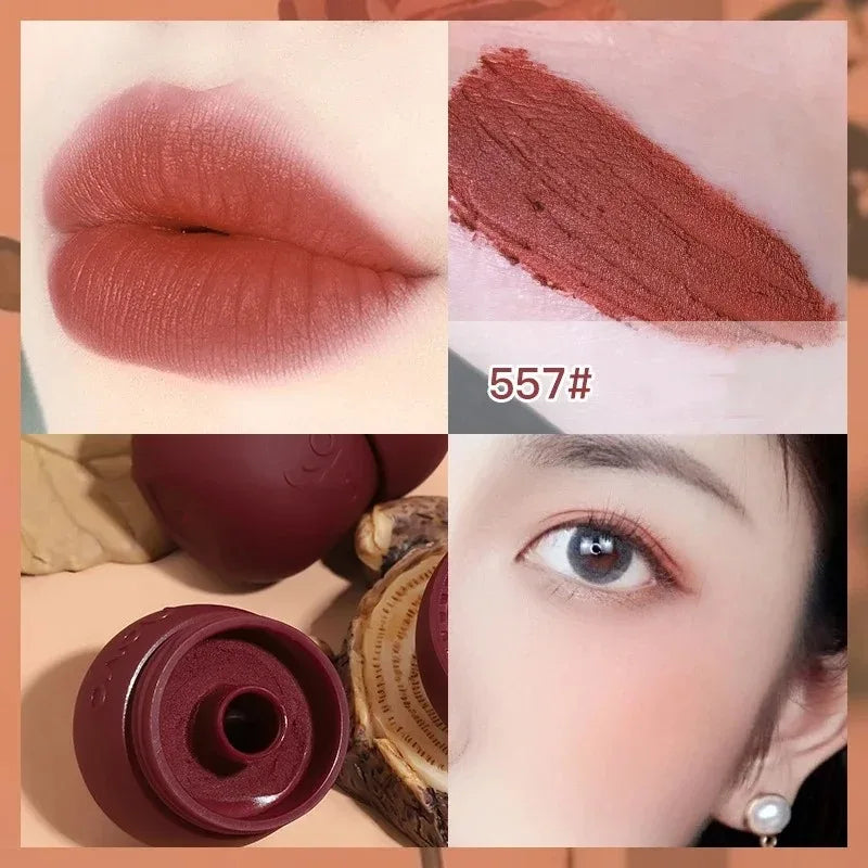 Matte Lipstick Berry Wine Soft Velvet Lip Mud Korean Makeup Solid Lip Gloss Non Stick Cup Lasting Moisturizing Light Lip Tint Qme style3-557