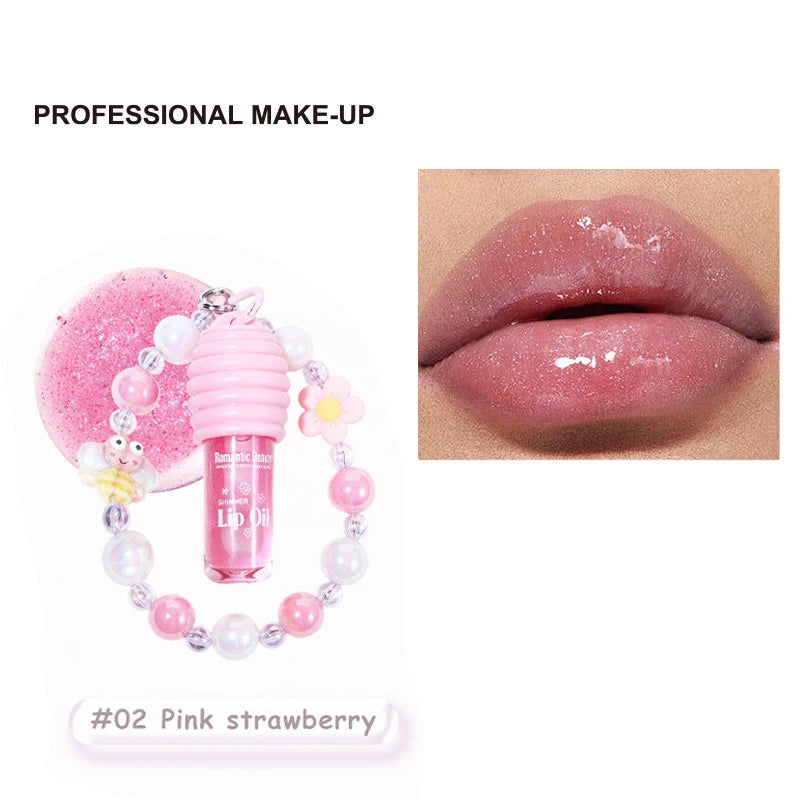 4-colors Cute Bracelet Lip Balm Long-last Moisturizing Oil Reducing Qme 02Pink