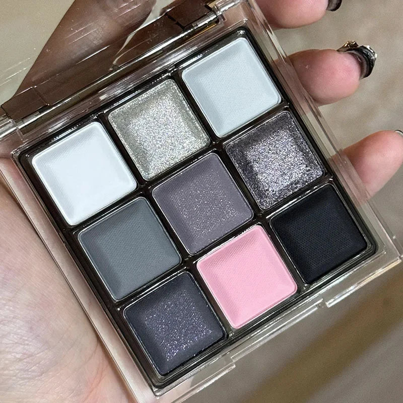 Punk Smoked Black Gray 9 Color Eyeshadow Makeup Palette Dark Color Pressed Glitter for Eyes Shadow Pigment Powder Cosmetics Qme style3-04