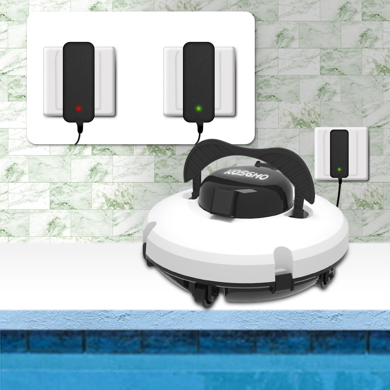 Smart Cordless Robotic Pool Cleaner Pool Vacuum with Dual Powerful Motors Self Parking Long-time Working for Various Shapes Pool Qme
