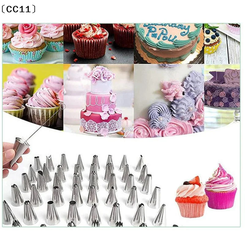 Piping Bags Tips Cake DIY Decorating Stainless Steel Nozzle Reusable Qme