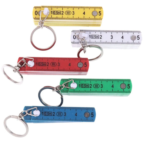 1Pcs 0.5 Meter Folding Ruler Keychain Plastic High Precision Portable Folding Ruler For Woodworking Bricklaying Measuring Tool Qme