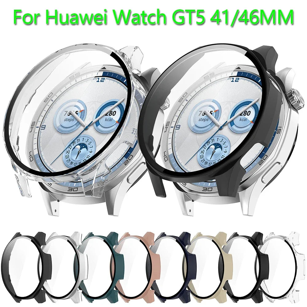 Glass+Case for Huawei GT5 46mm 41mm Screen Protector Smart Watch Accessories PC Full Cover Bumper Tempered Film for GT 5 46MM Qme