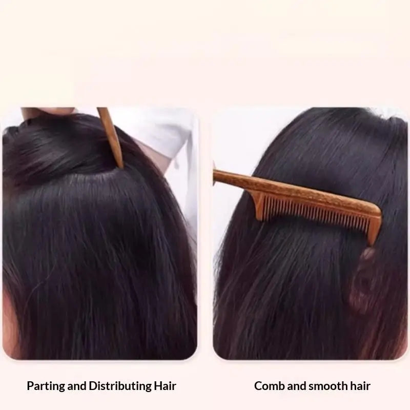 Natural Sandalwood Fine Tooth Comb Ideal Smooth Hair Scalp Care Qme