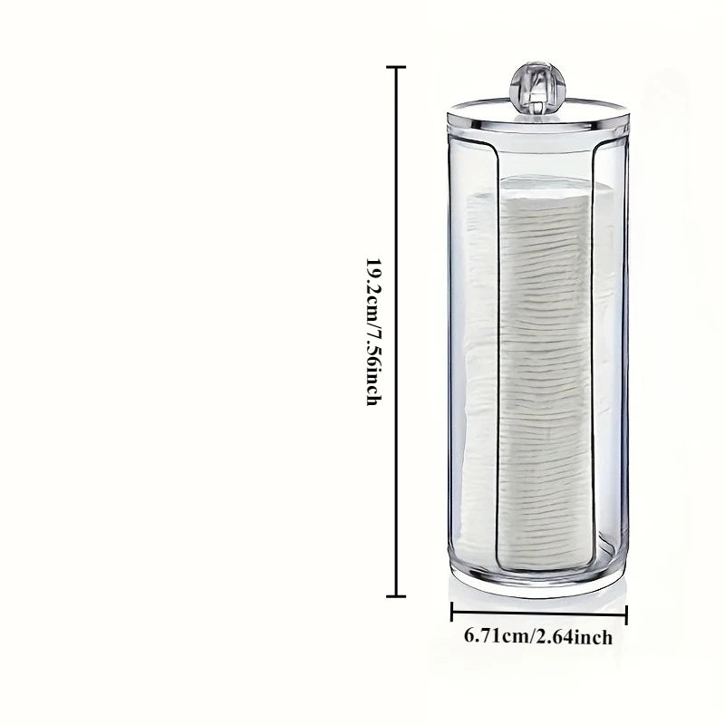 Transparent swab box, storage container for makeup sponge, swabs, dental floss, hair clips, etc., bathroom storage canister, Qme transparent 19.2 6.71 6.71cm