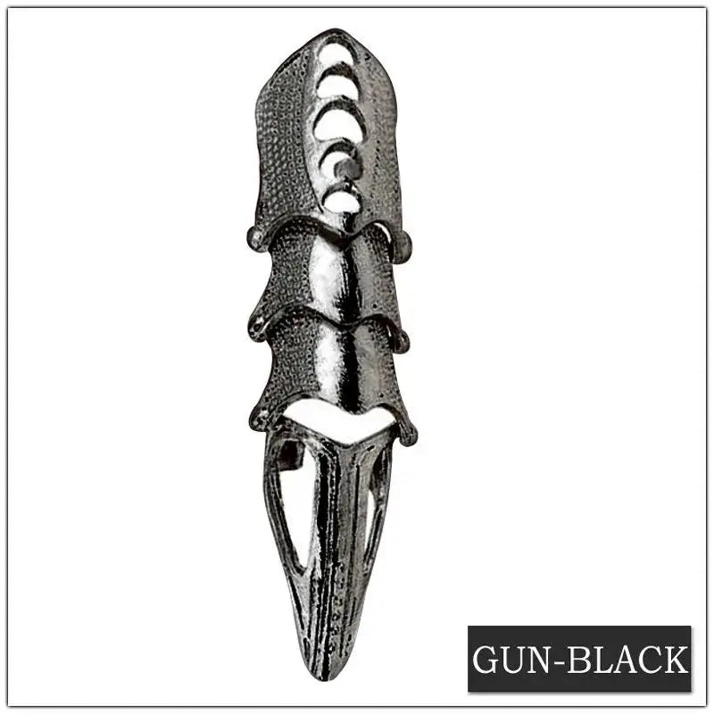 Gothic Scroll Joint Armor Knuckle Metal Full Finger Ring Hip Hop DIY Rings For Girls Wholesale Qme black