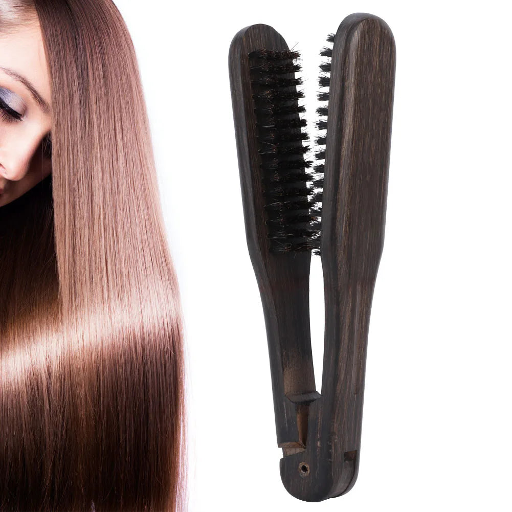 Double Brushes Comb Hairdressing Comb Professional Hairdressing Comb Double Brushes Wooden Anti static Hair Straightener Tool Qme