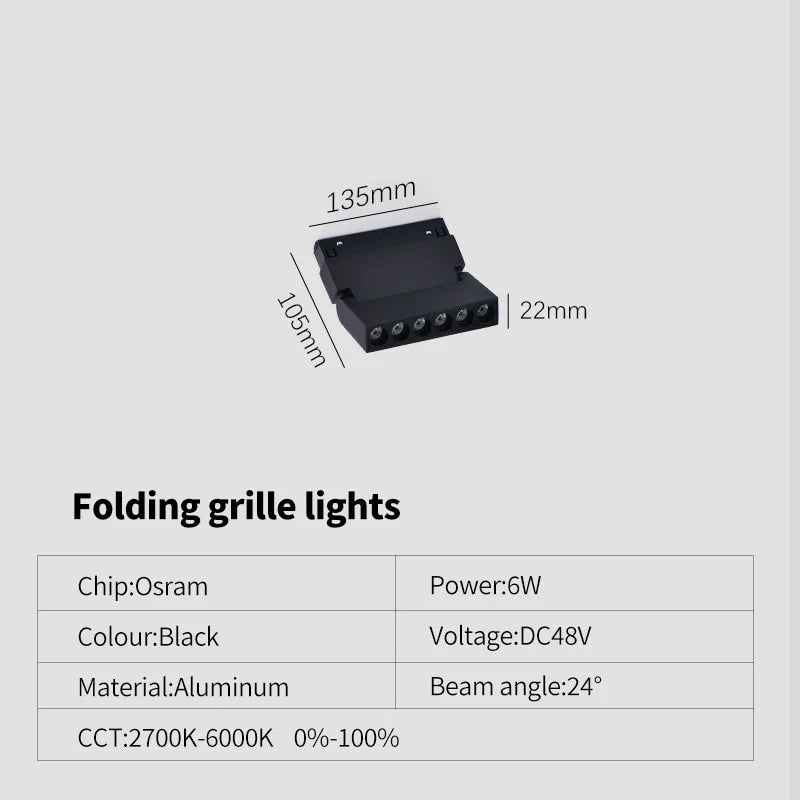 New Magnetic Track Light Dimmable Remote Control 48VLed Ceiling Lamp Track Rail Lighting No Main Light Design Spotlight Qme fold grille 6w Natural light 4000K