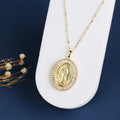 Hot Sale High Quality Gold Plated Religious St. Jude Madonna Pendant Necklace For Men Women Shiny Zirconia Party Luxury Jewelry Qme 6