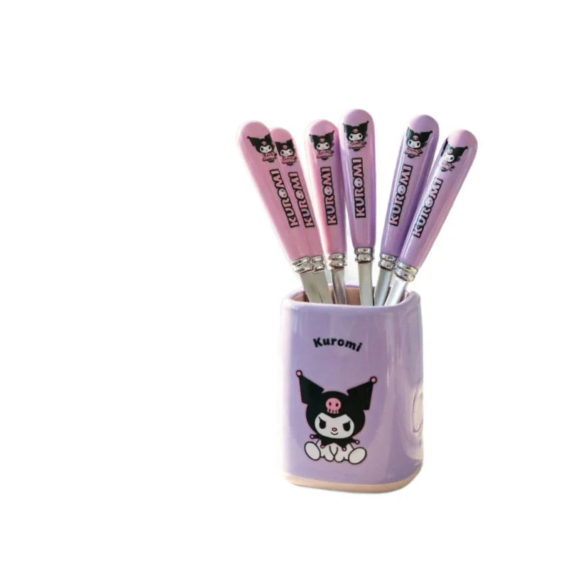 Hello Kitty Kuromi Fork Cute Cartoon-Style Stainless Steel Fruit Fork for Home Use Instagram-Worthy Set Qme